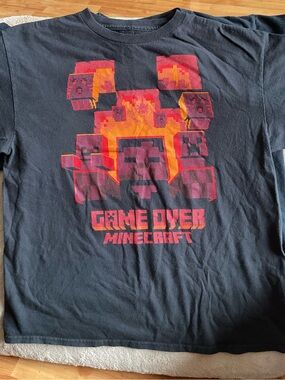 Minecraft Kids Size Large Black 'Game Over' Graphic Tee